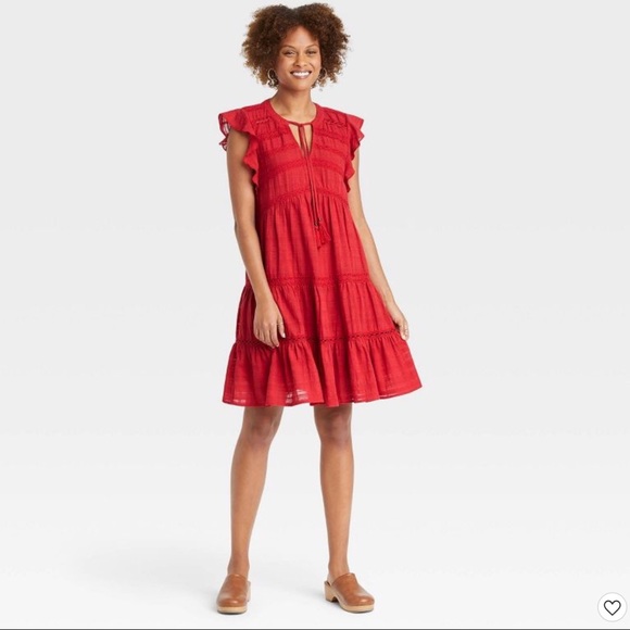 Knox Rose Dresses & Skirts - KNOX ROSE Peasant Dress Red
